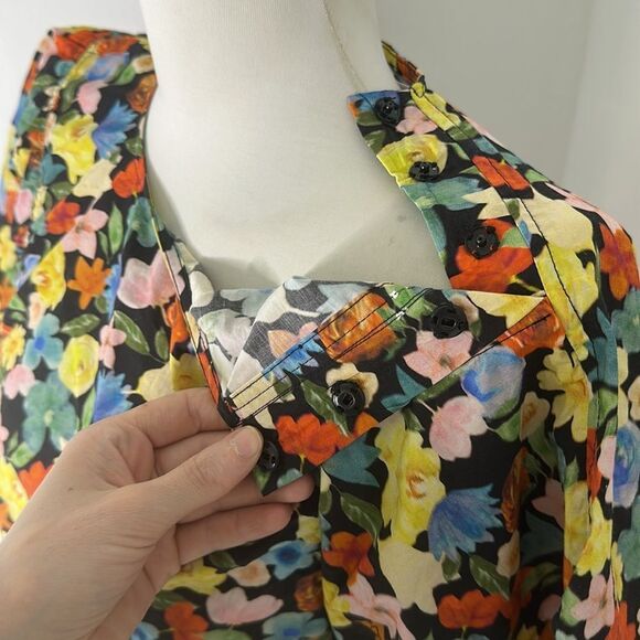 Ganni NWT Floral Cotton Bishop Sleeve Blouse XS/S - Picture 5 of 7